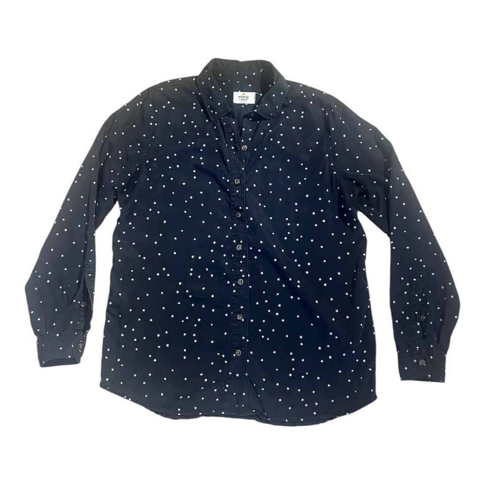 Marine Layer black button down Starry Nightht pattern shirt. Size medium.‎